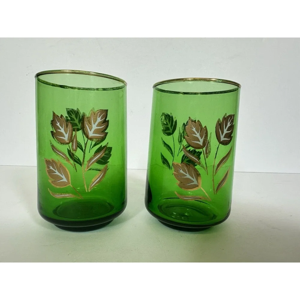 Emerald Green Glasses Juice 3 5/8
